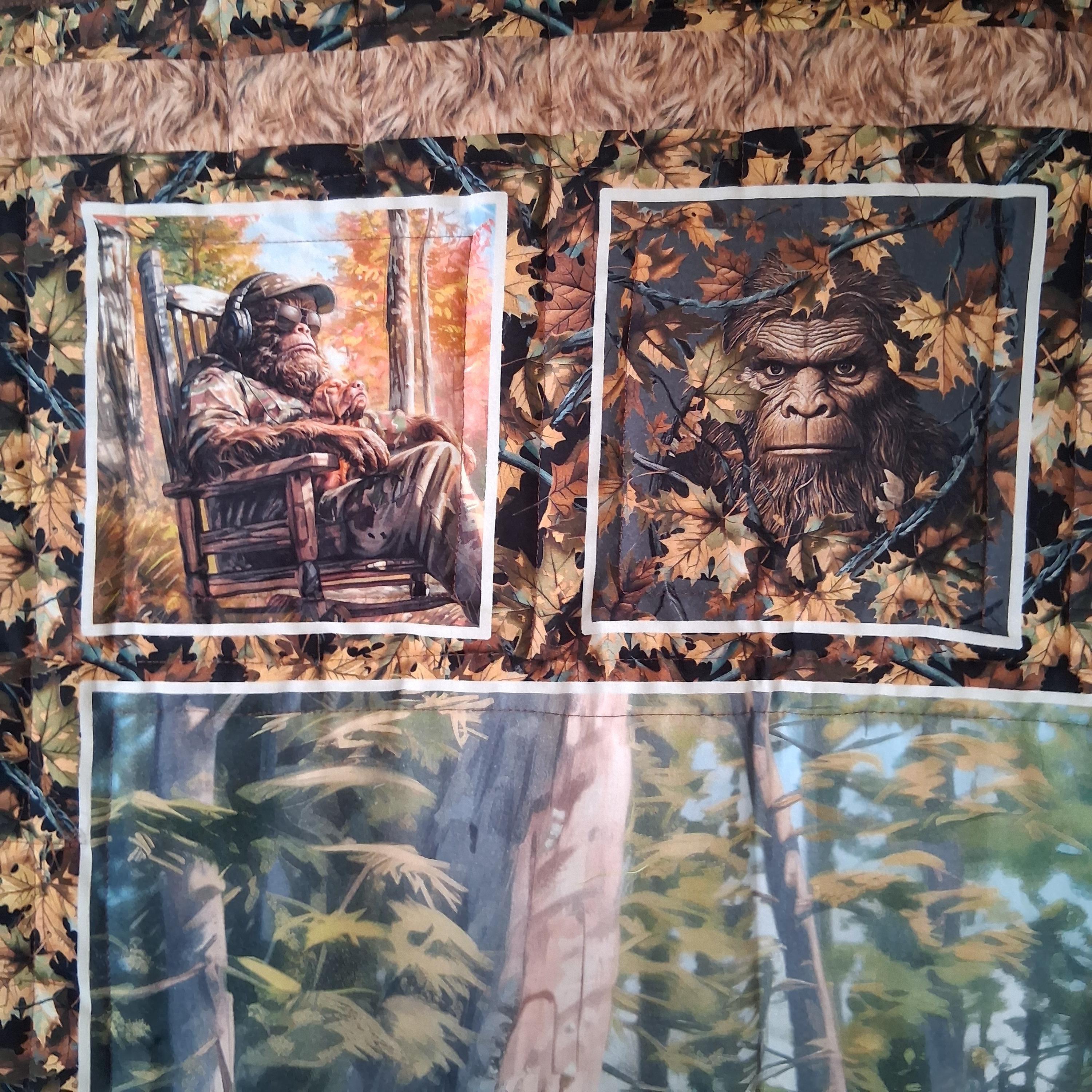 Bigfoot Canoe Motorcycle Park Bench Illustrations Blanket