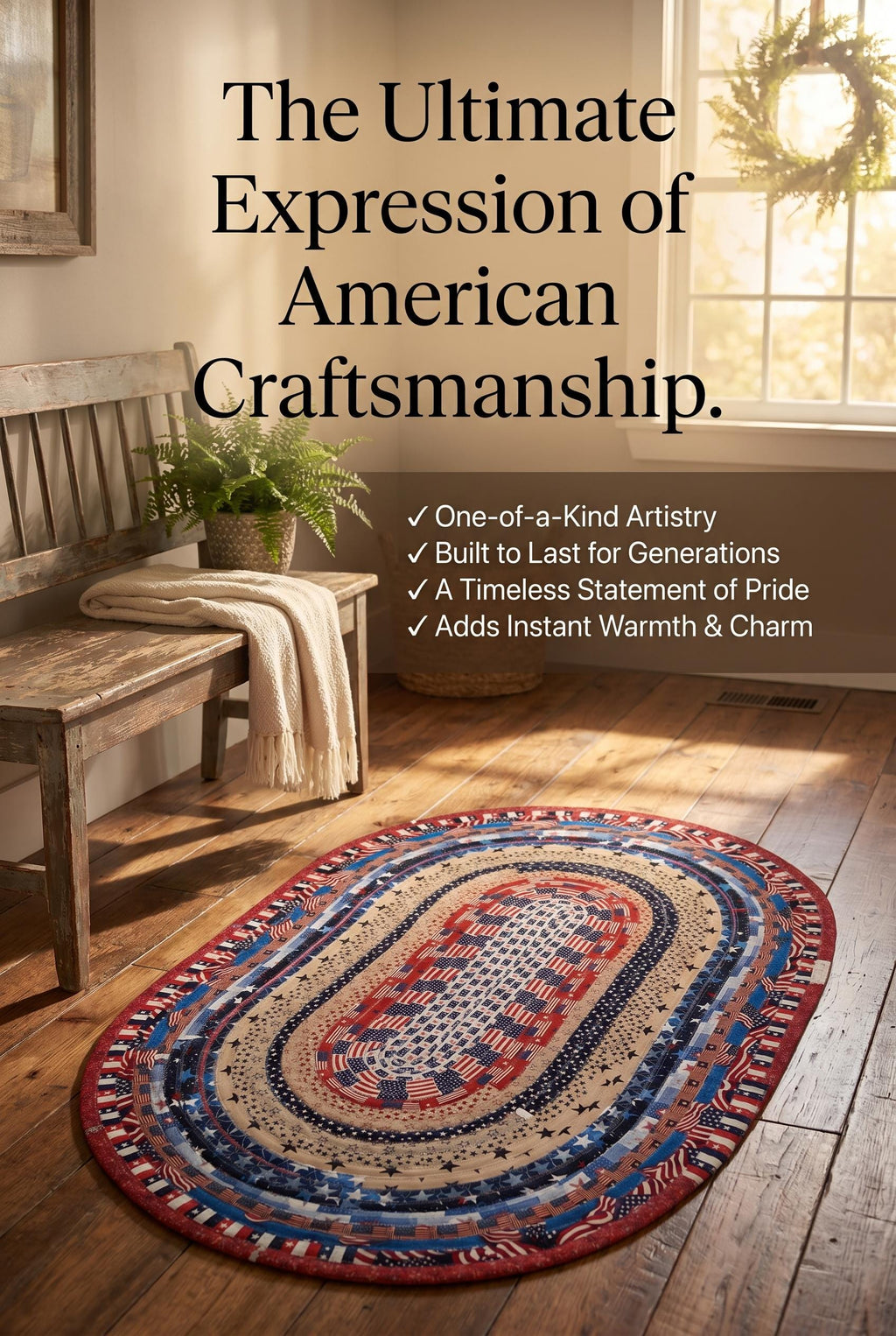 Handmade USA Oval Jelly Roll Rug