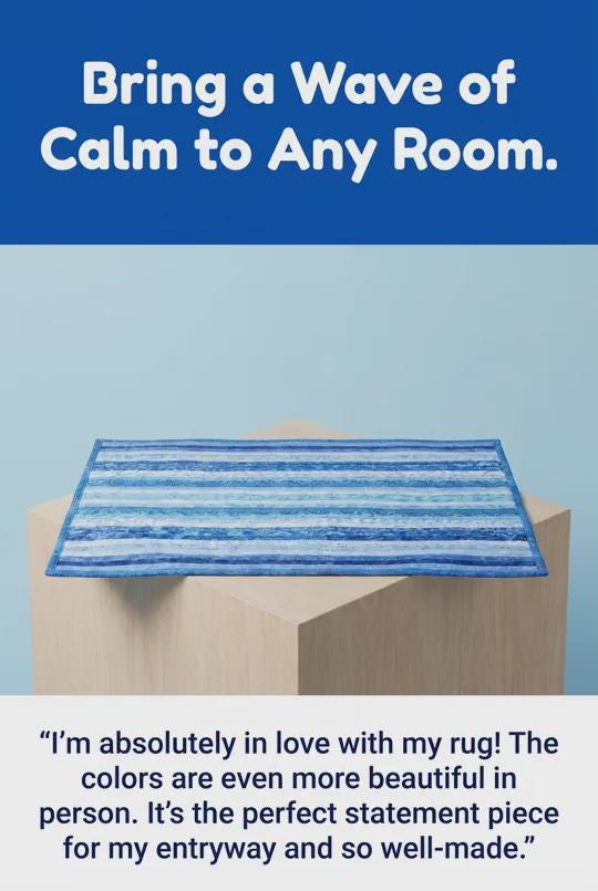 Blue Jelly Roll Rectangle Rug