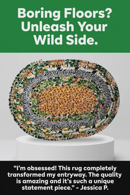 Handmade Jungle 30" Oval Jelly Roll Rug