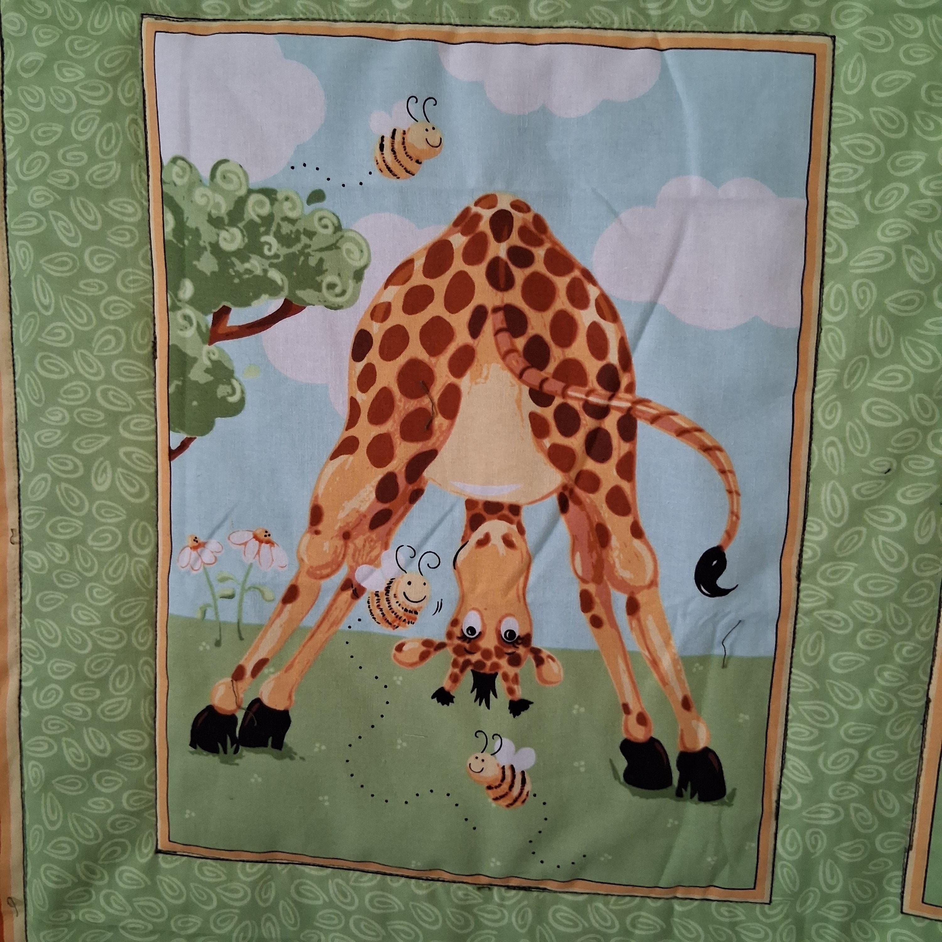 A Giggle of Giraffes Being Silly Playing with Bees Baby Blanket