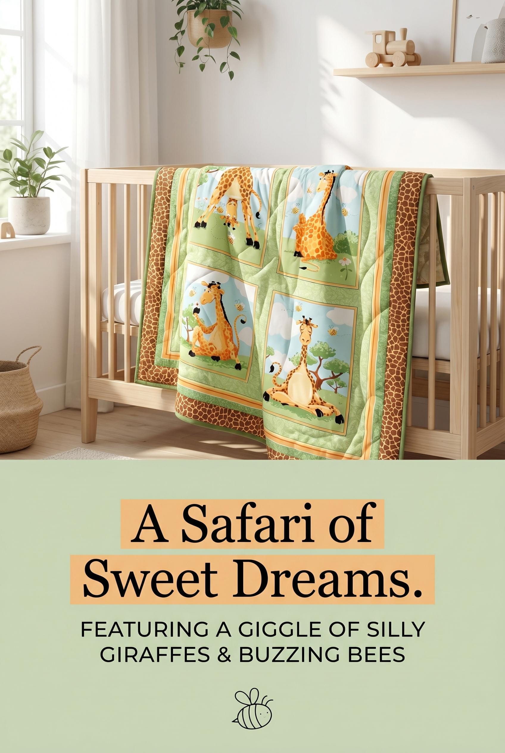 A Giggle of Giraffes Being Silly Playing with Bees Baby Blanket
