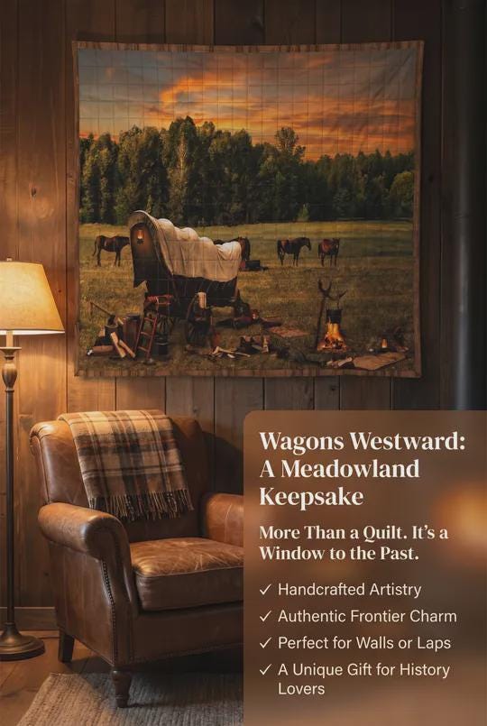 Wagons Westward" A Meadowland Keepsake Wall Hanging or Lap Quilt