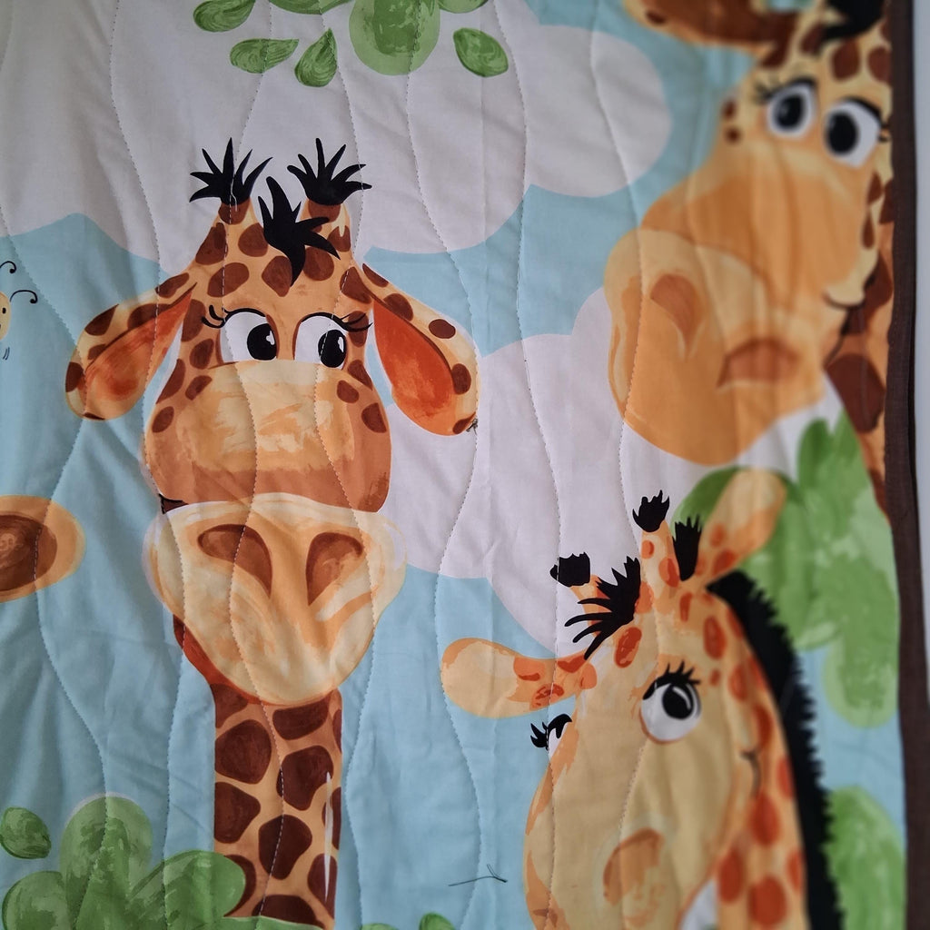 Giraffe and Bee Baby Quilt: Whimsical Safari Nursery Bedding