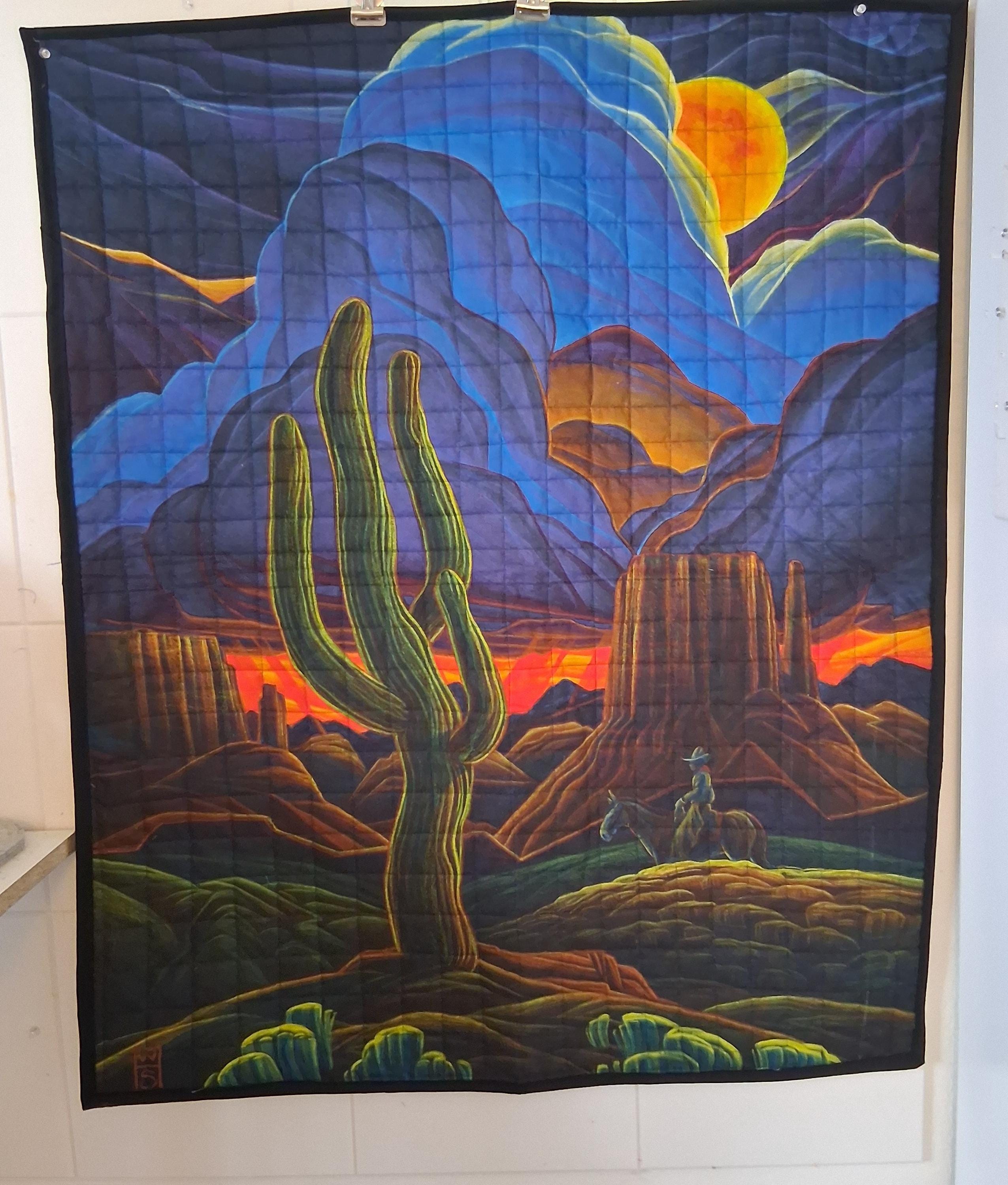 The Silver Lining Saguaro: A Stitched  Wall Hanging