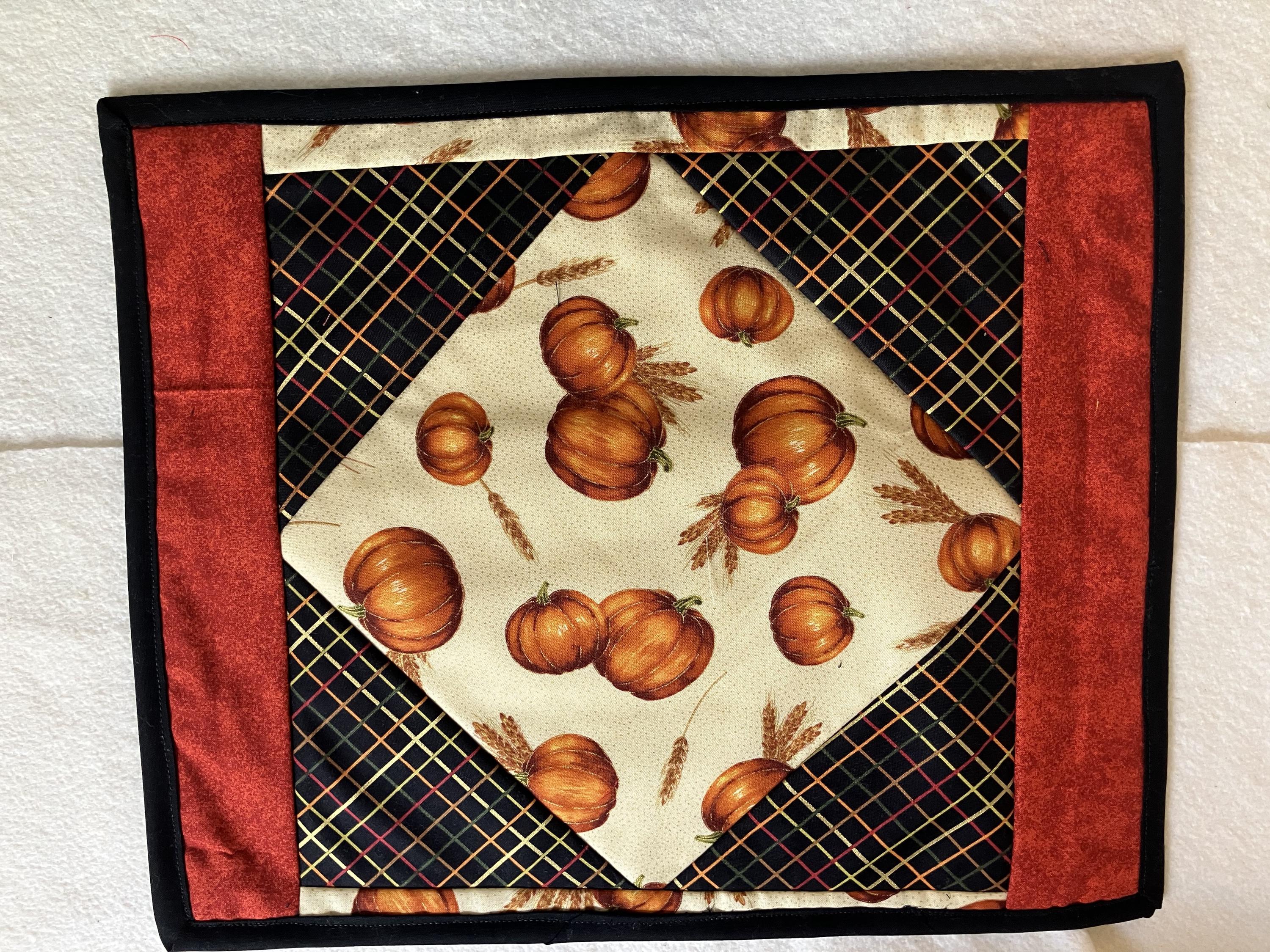 Handmade Autumn Pumpkin Black Placemats