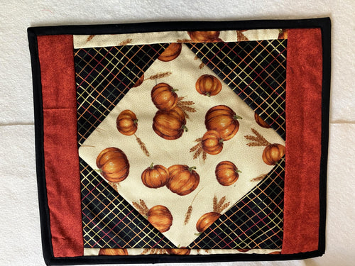 Handmade Autumn Pumpkin Black Placemats