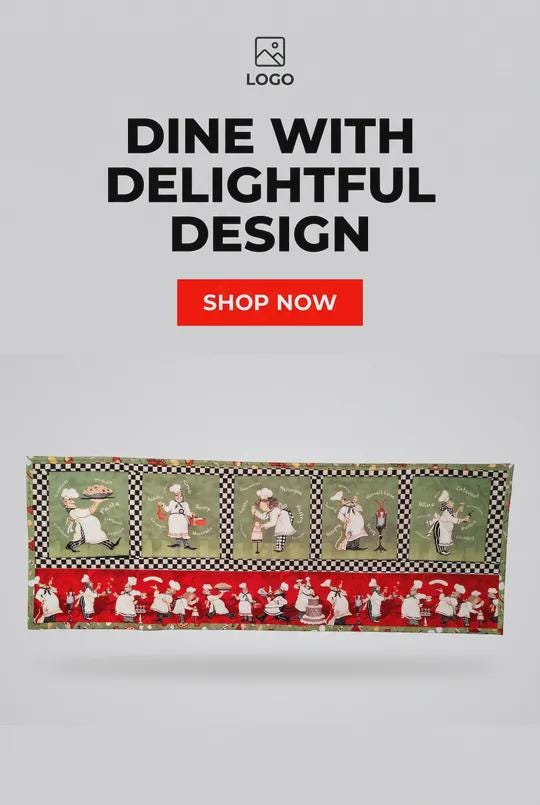 Handmade Green Chef Table Runner