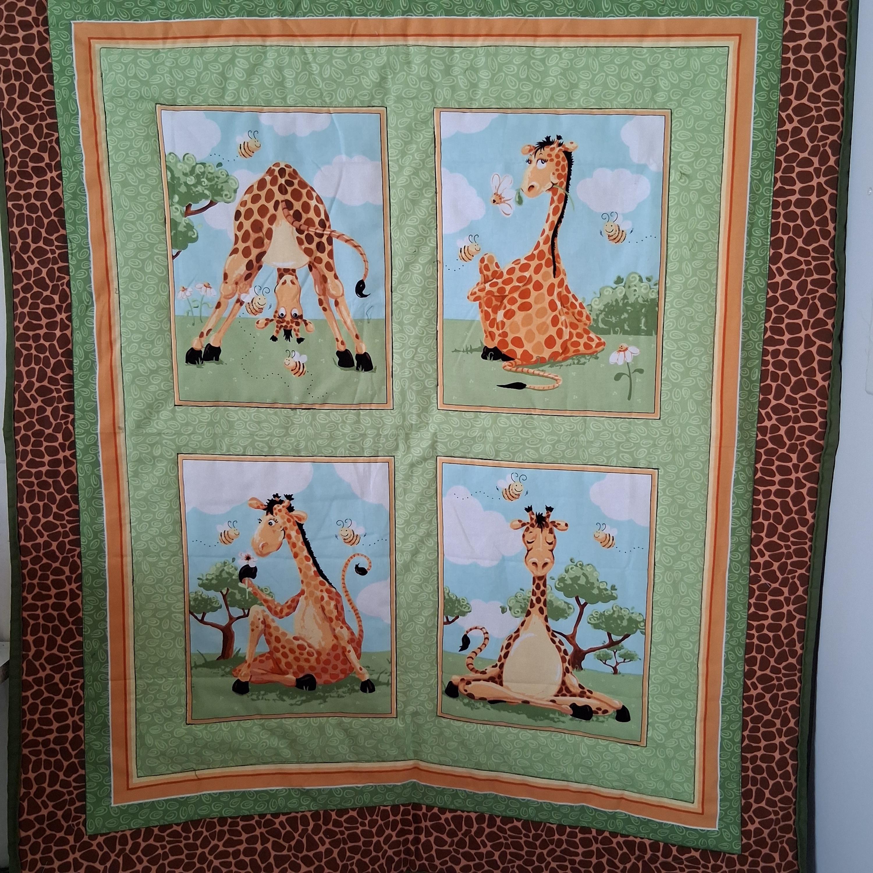 A Giggle of Giraffes Being Silly Playing with Bees Baby Blanket