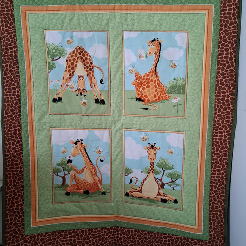 A Giggle of Giraffes Being Silly Playing with Bees Baby Blanket