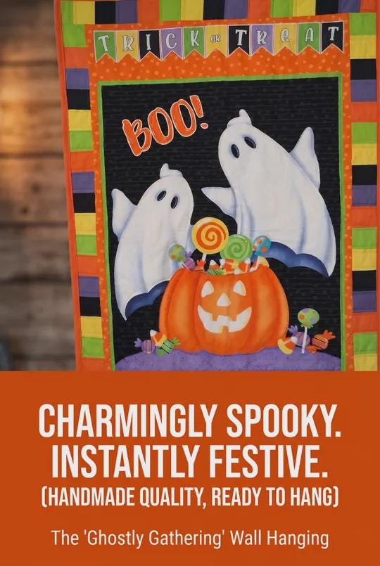 Handmade Halloween Wall Hanging: Ghosts, Pumpkin, Trick or Treat Banner