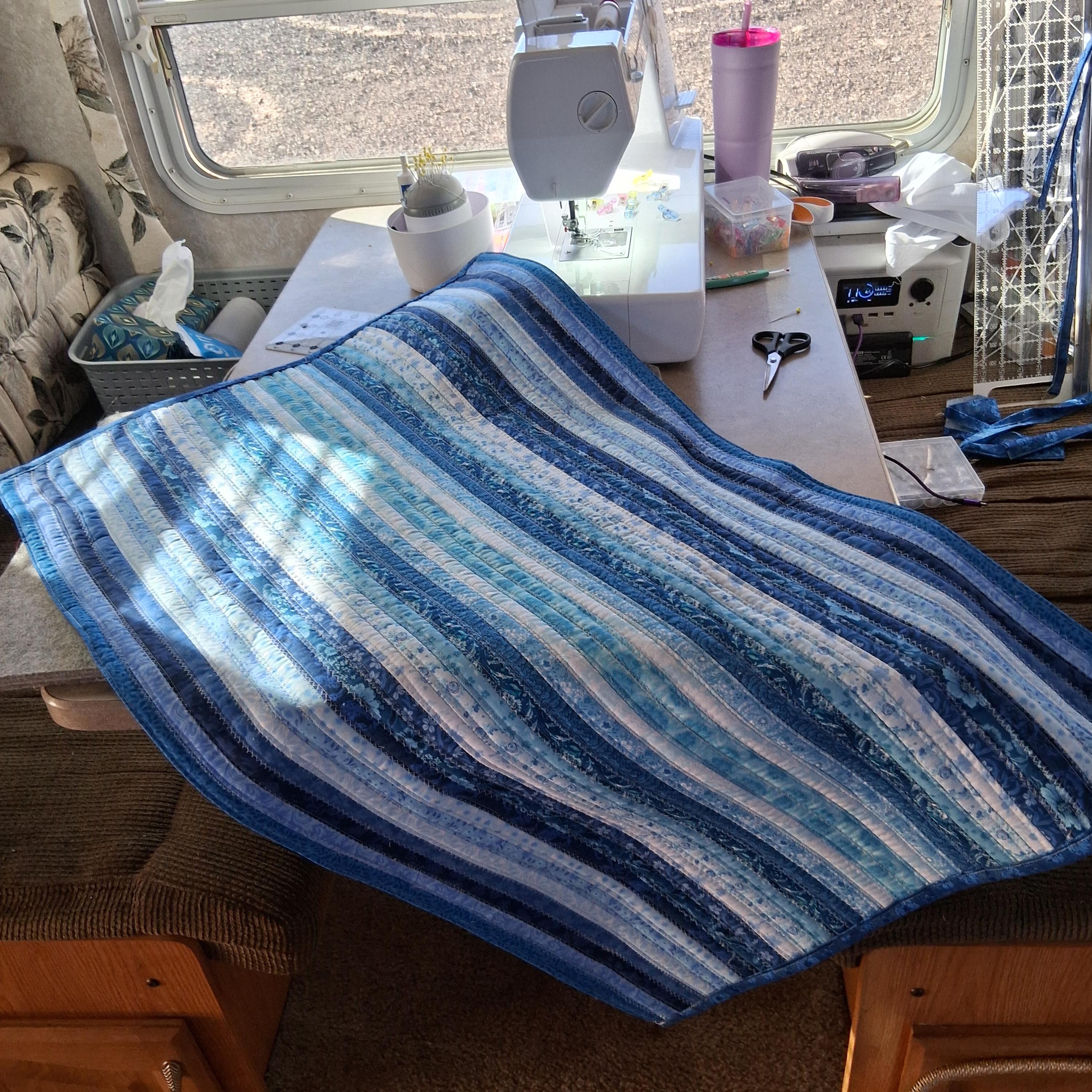 Blue Jelly Roll Rectangle Rug