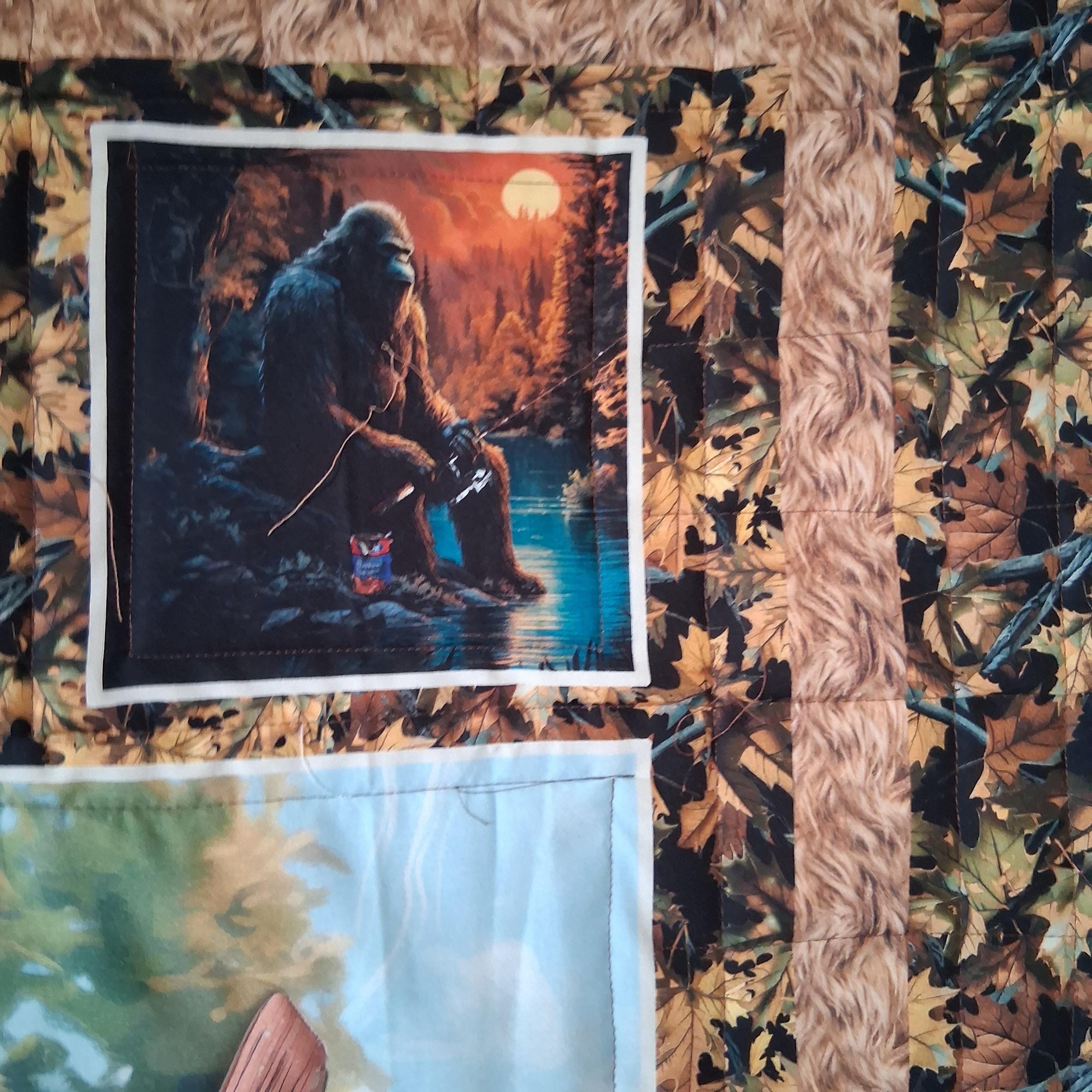 Bigfoot Canoe Motorcycle Park Bench Illustrations Blanket