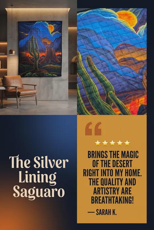 The Silver Lining Saguaro: A Stitched  Wall Hanging