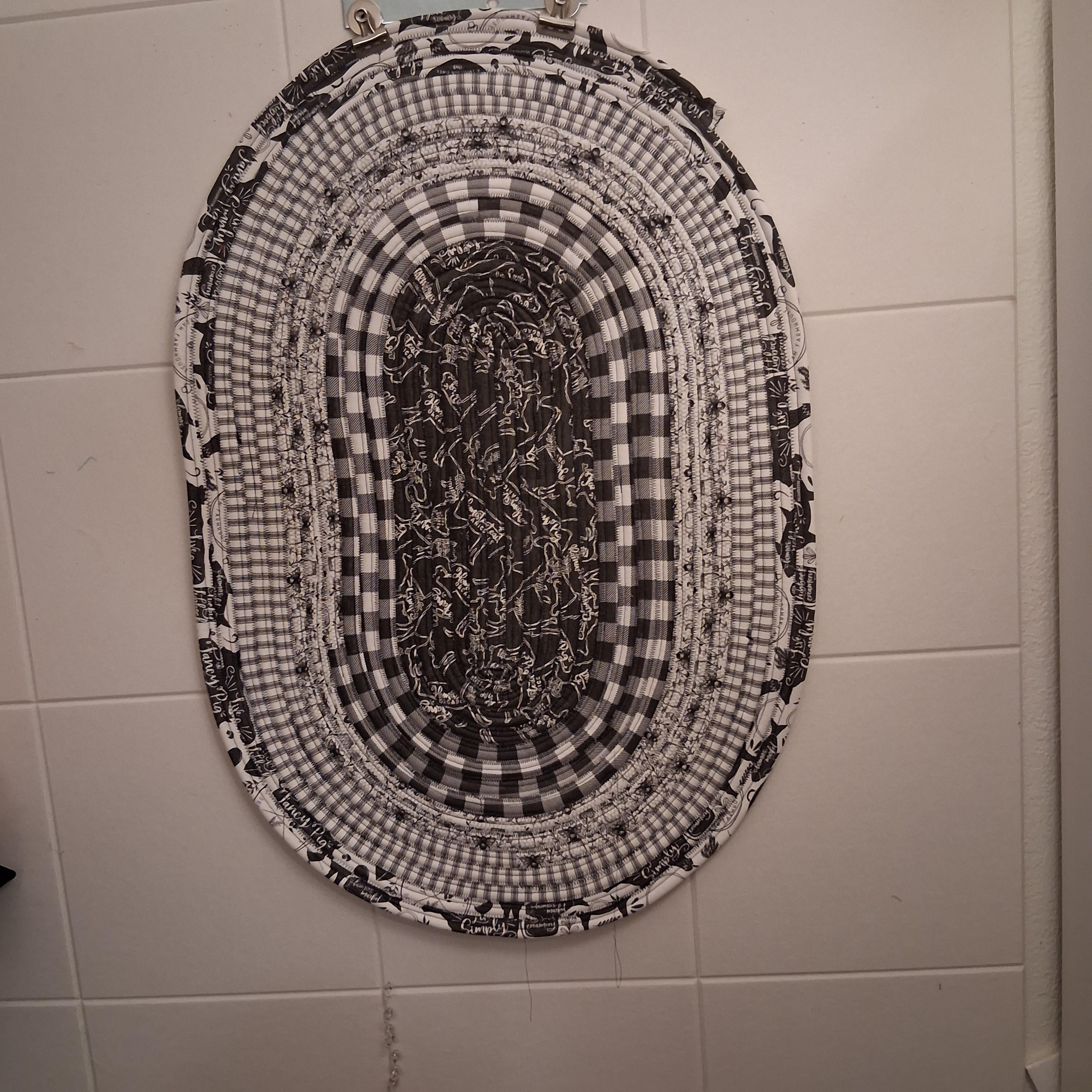 Handmade Black and White Homestead Jelly Roll Rug