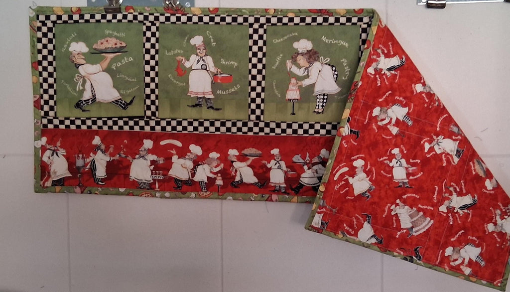 Handmade Green Chef Table Runner