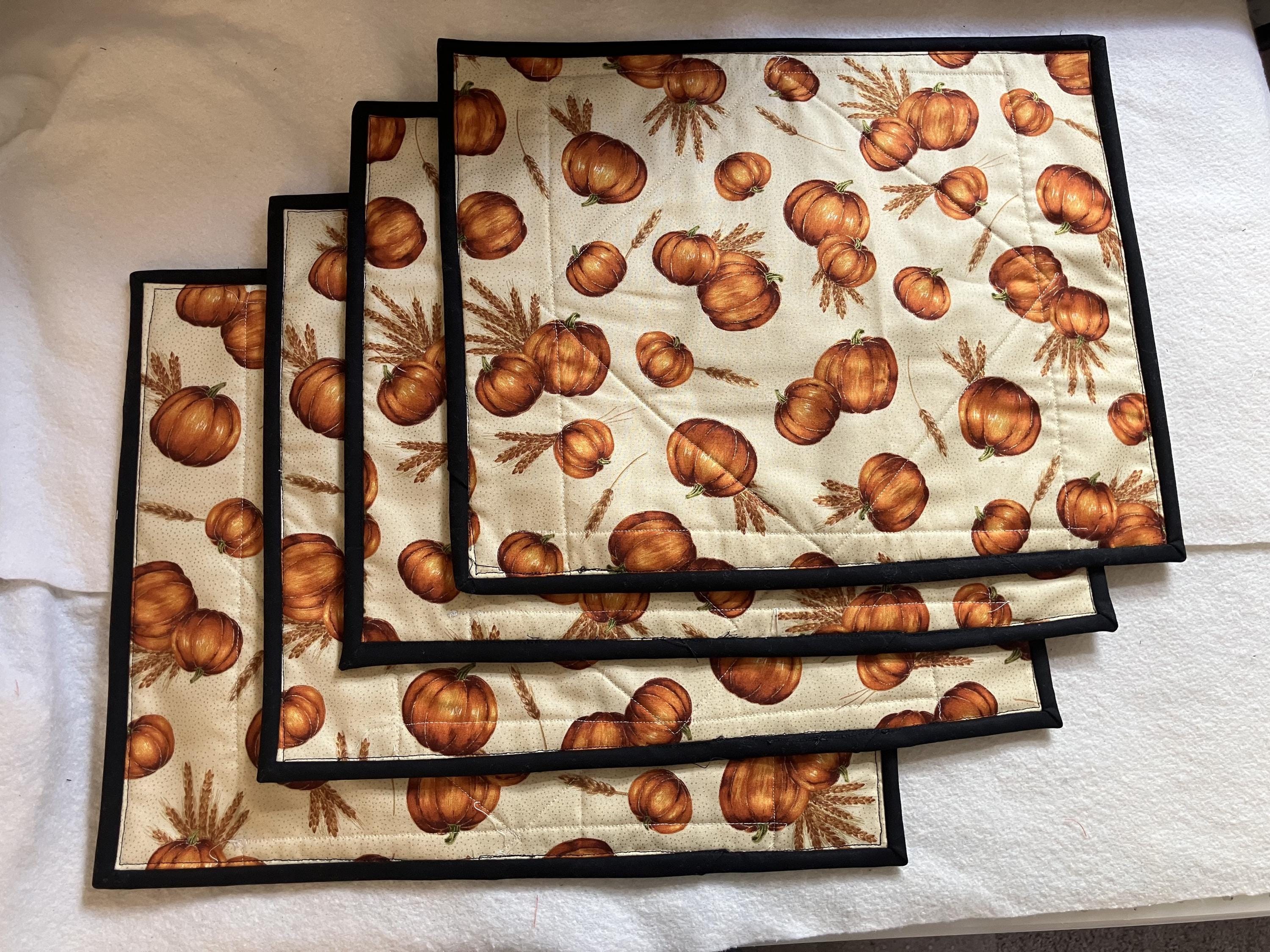 Handmade Autumn Pumpkin Black Placemats