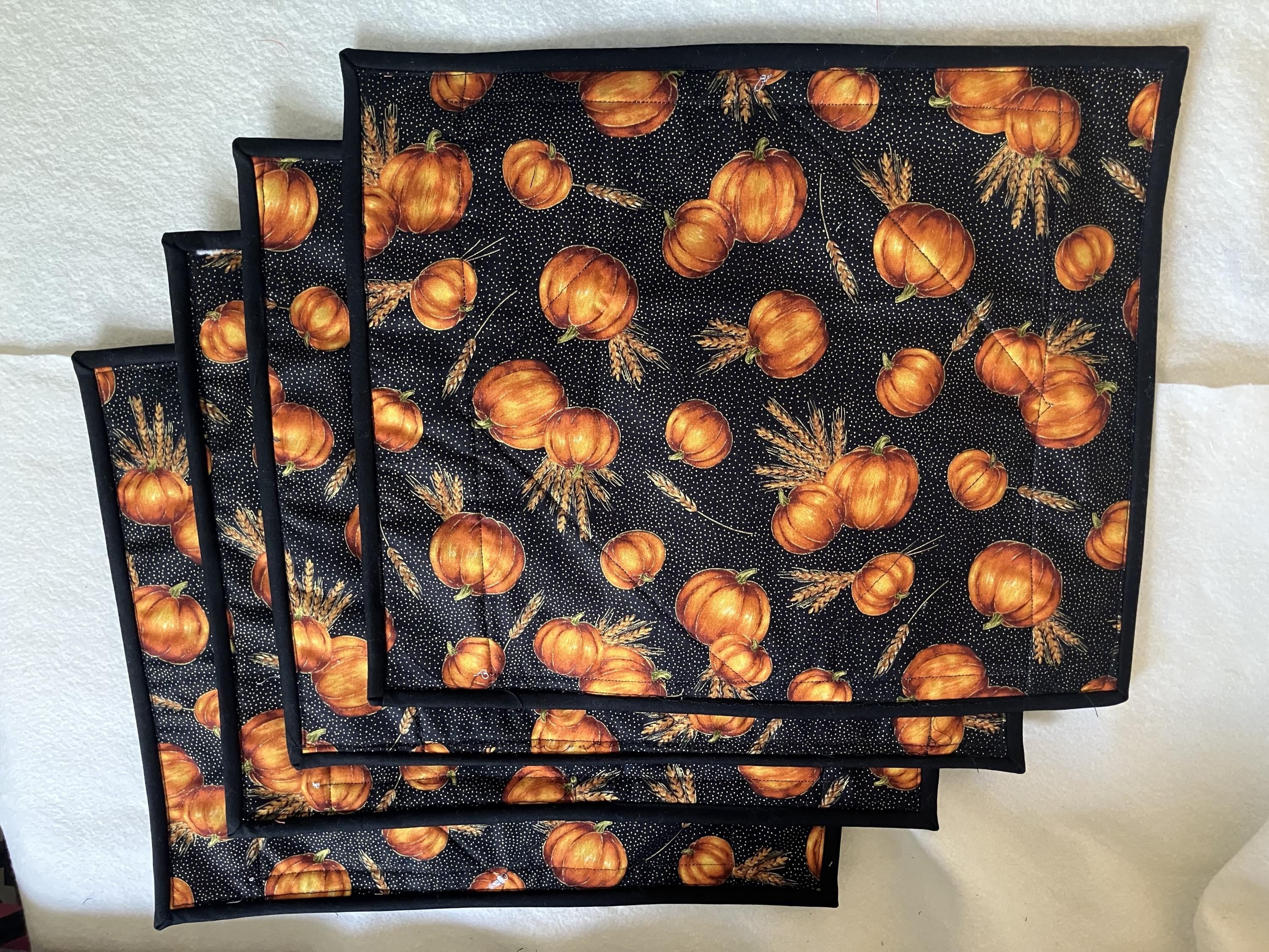 Handmade Autumn Pumpkin Black Placemats