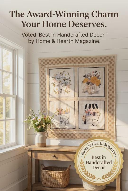 Morning at the Market: A Stitched Celebration Handmade Wall Hanging