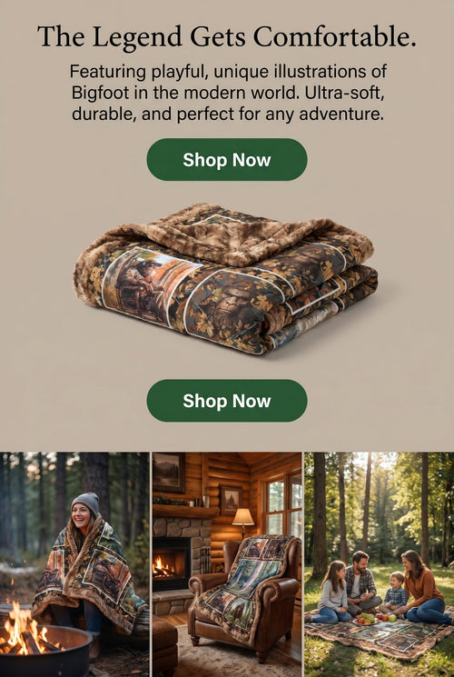 Bigfoot Canoe Motorcycle Park Bench Illustrations Blanket