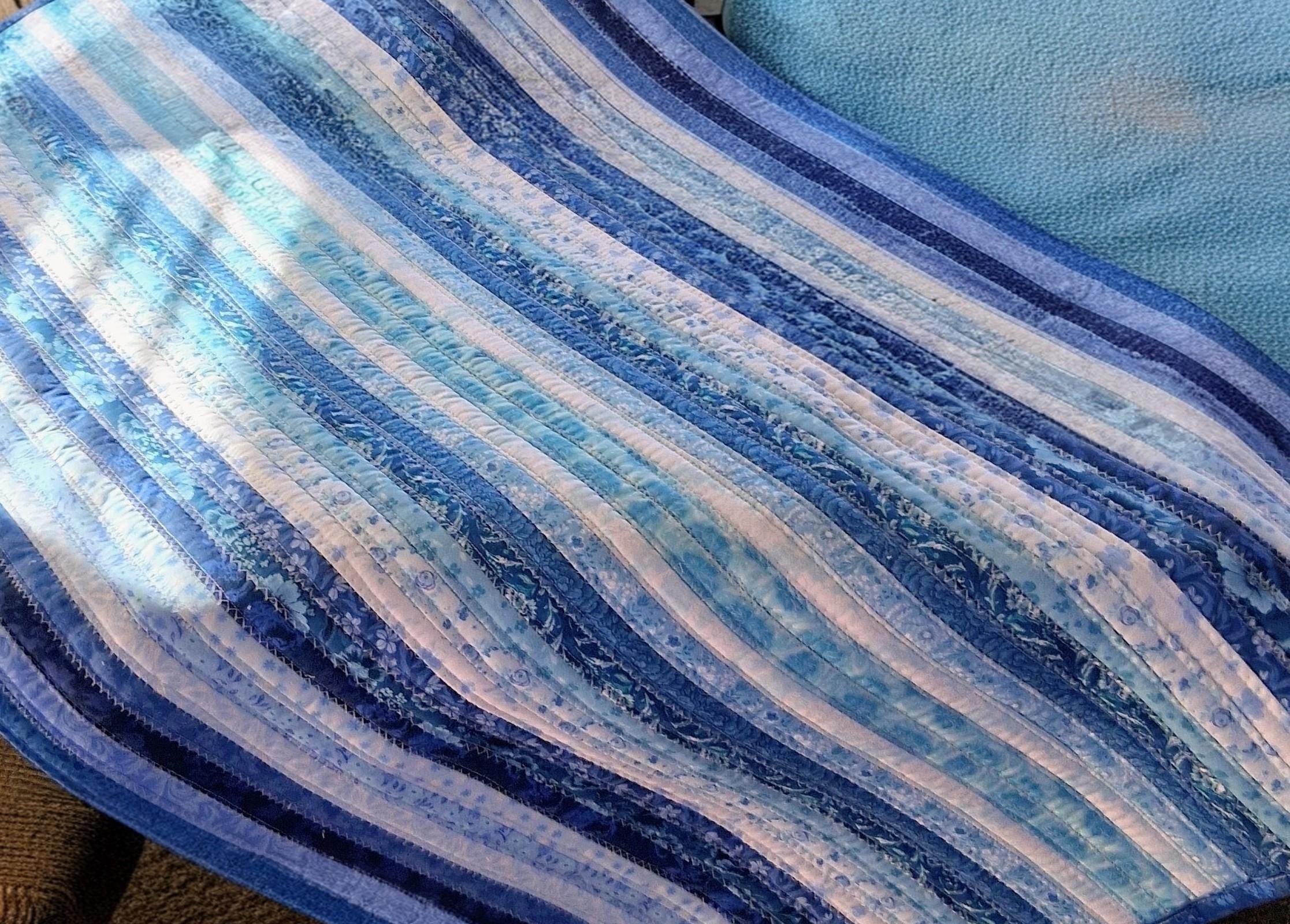 Blue Jelly Roll Rectangle Rug