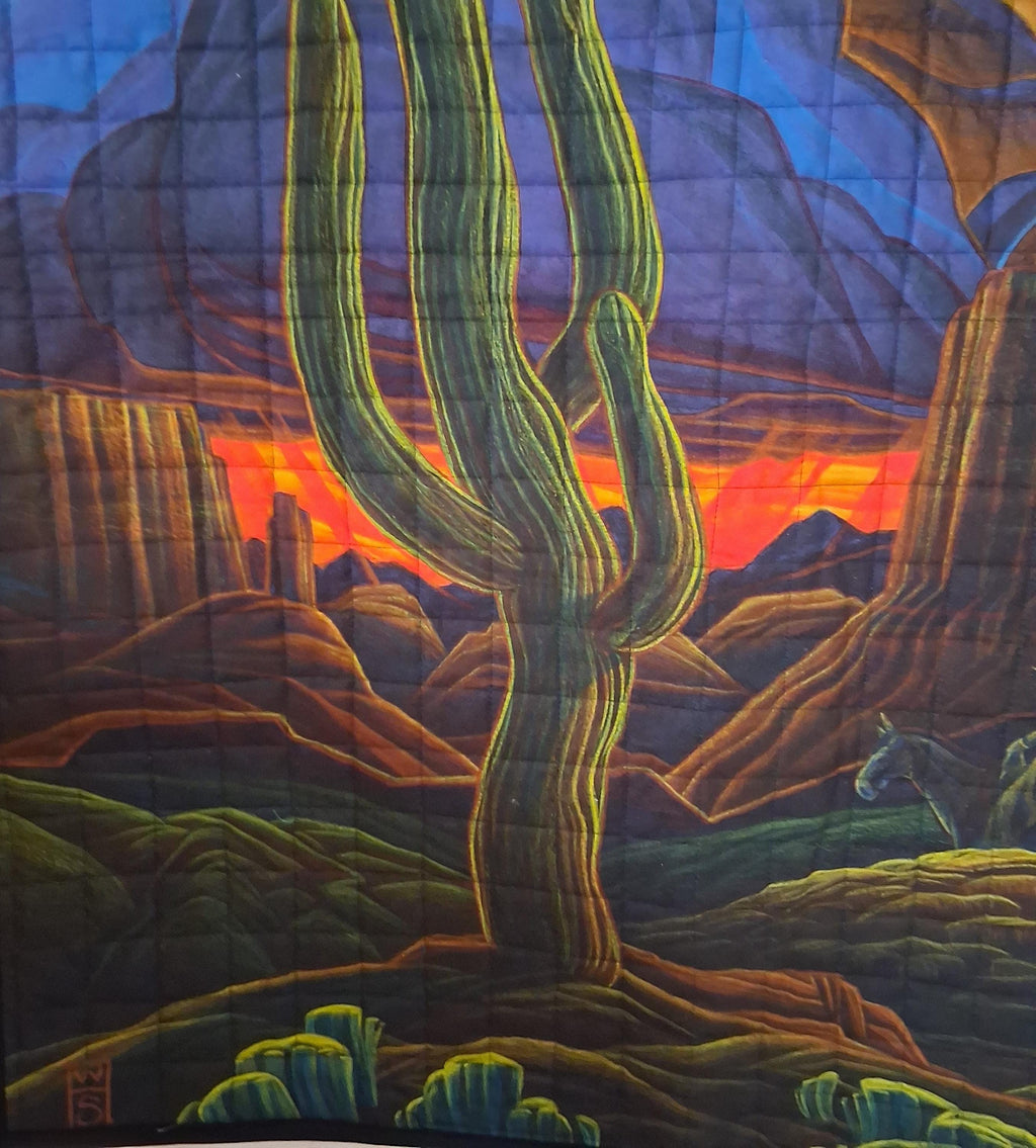 The Silver Lining Saguaro: A Stitched  Wall Hanging