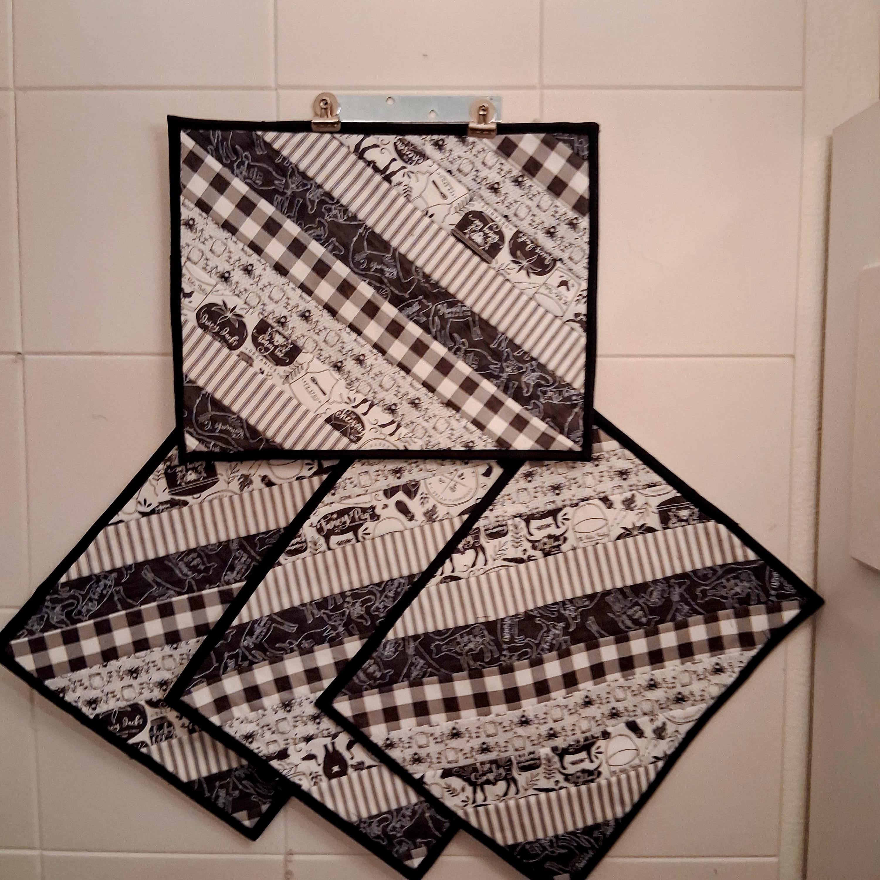 Handmade Black and White Homestead Cow Placemats