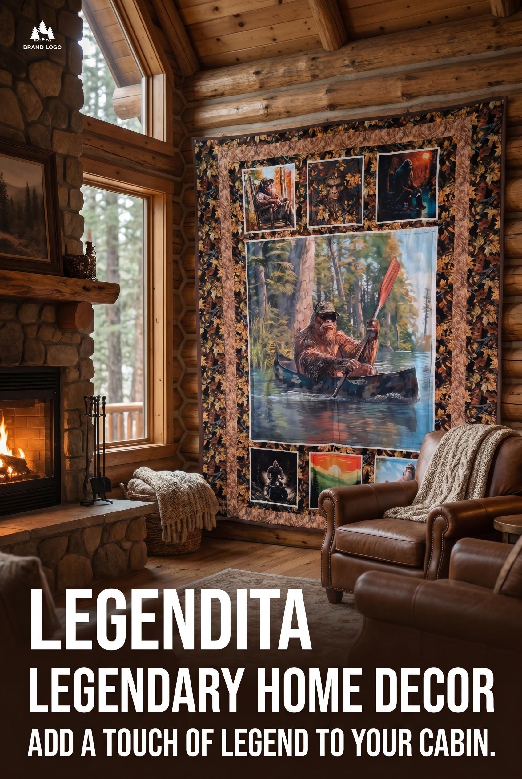 Bigfoot Canoe Motorcycle Park Bench Illustrations Blanket