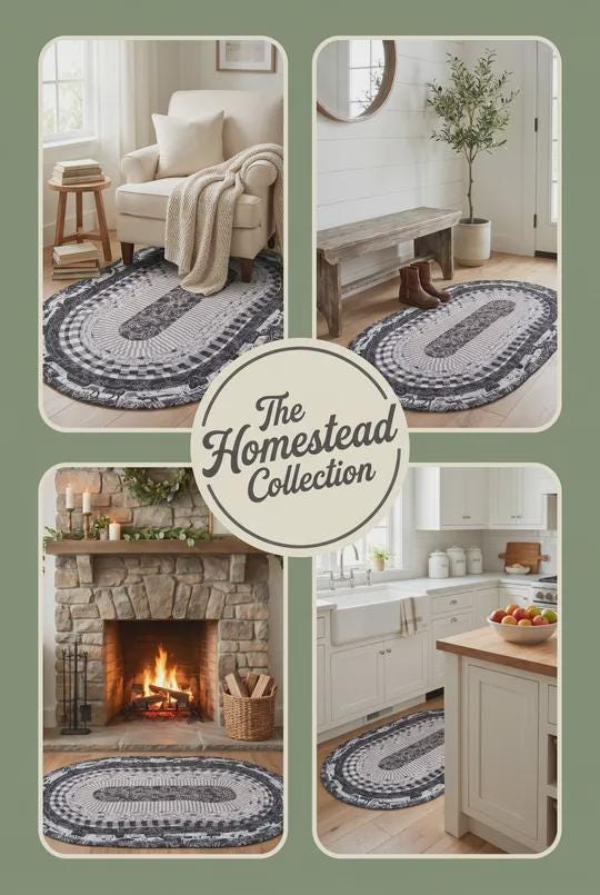 Handmade Black and White Homestead Jelly Roll Rug