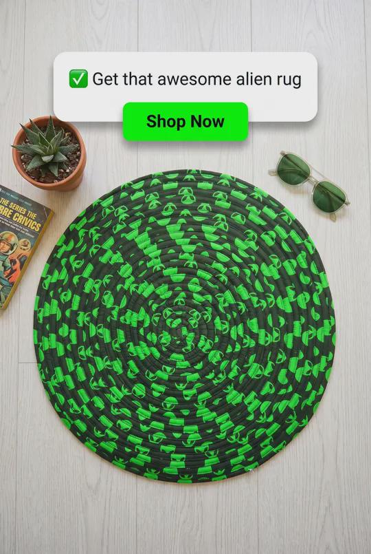 Handmade Fun Alien Jelly Roll Rug
