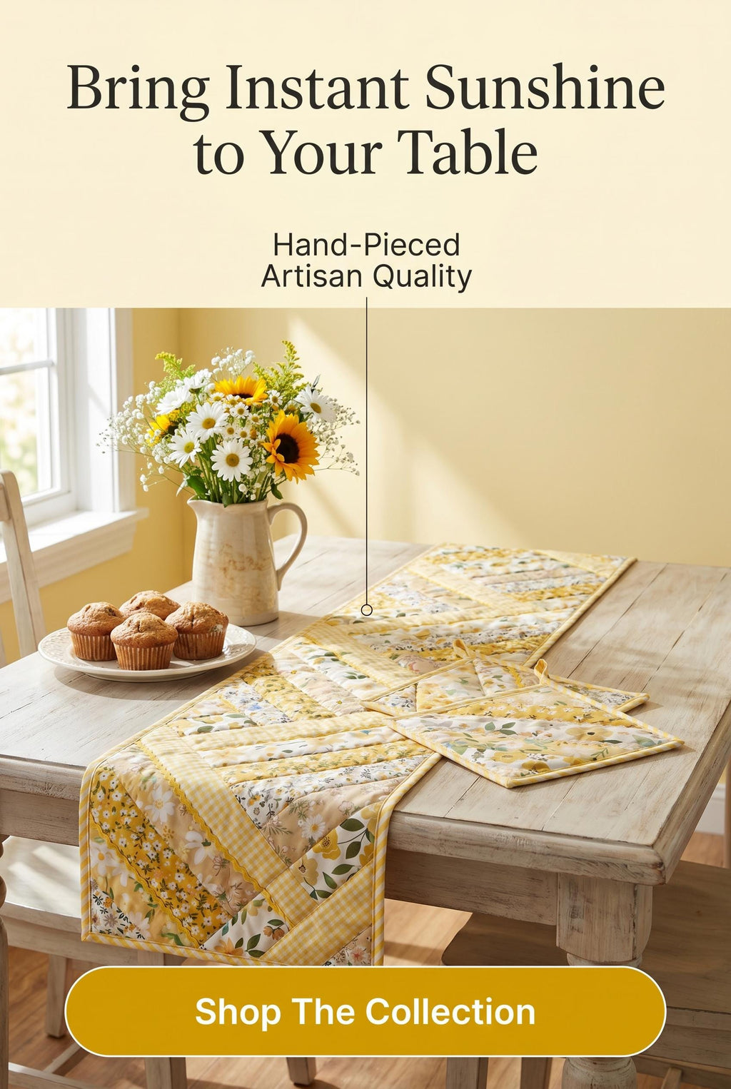 The Sunny Side Patch Table Runner and Pot Holders