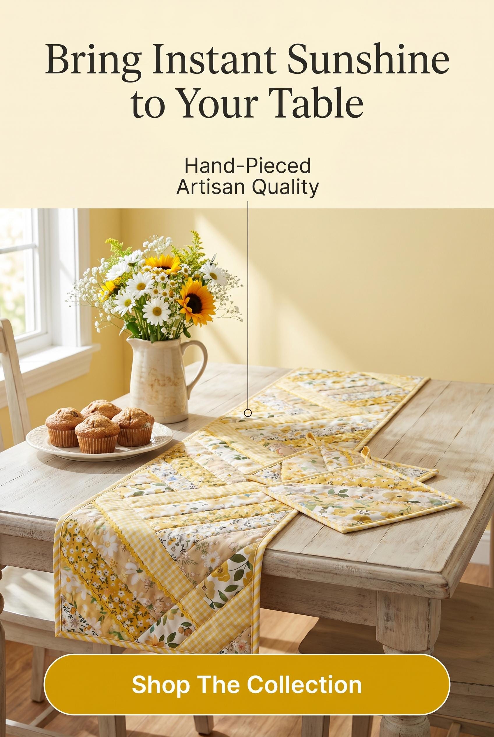 The Sunny Side Patch Table Runner and Pot Holders