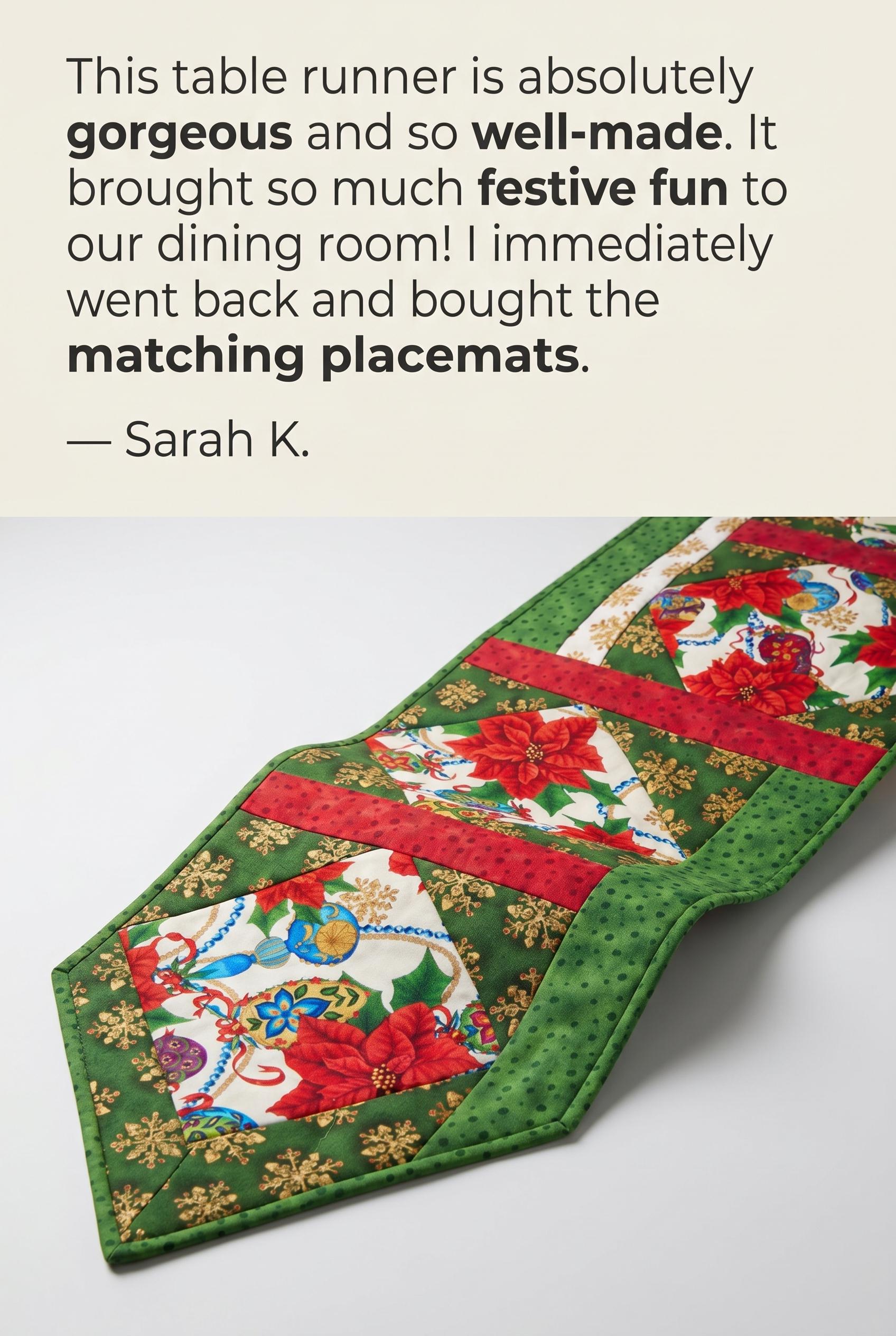 Festive Handmade Christmas Table Runner