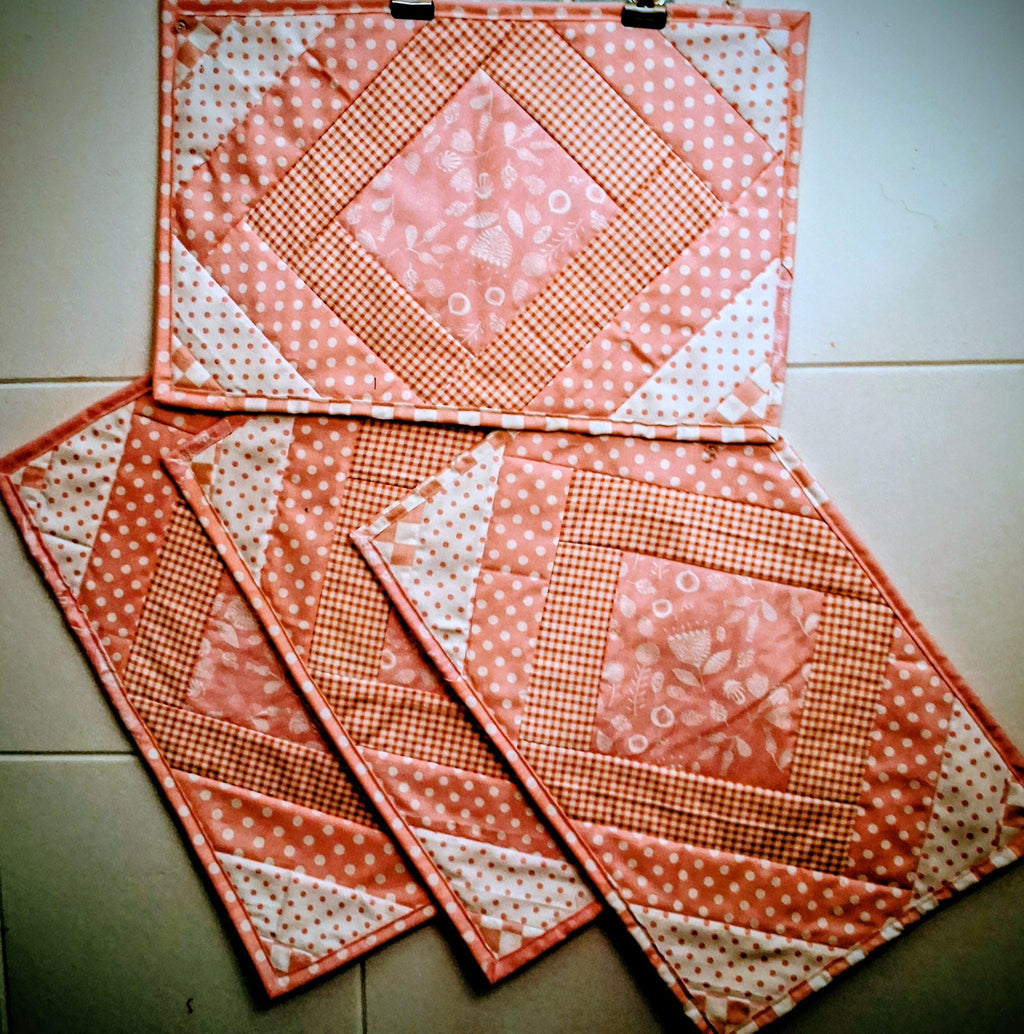 Pink and White Placemats, set of 4