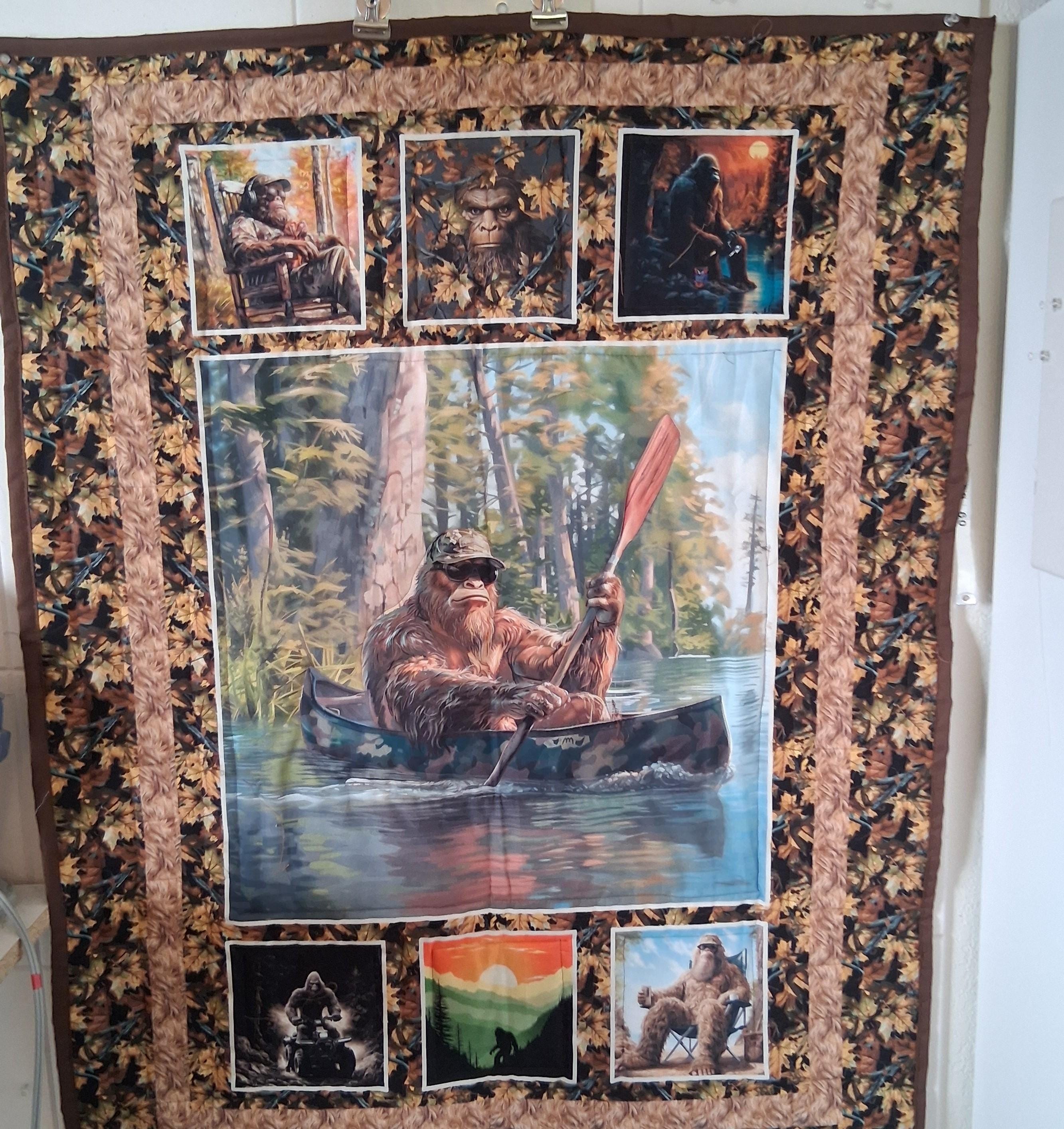 Bigfoot Canoe Motorcycle Park Bench Illustrations Blanket