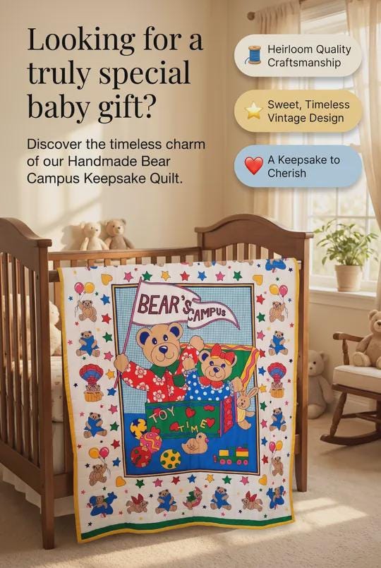 Handmade Bear Campus Keepsake Quilt
