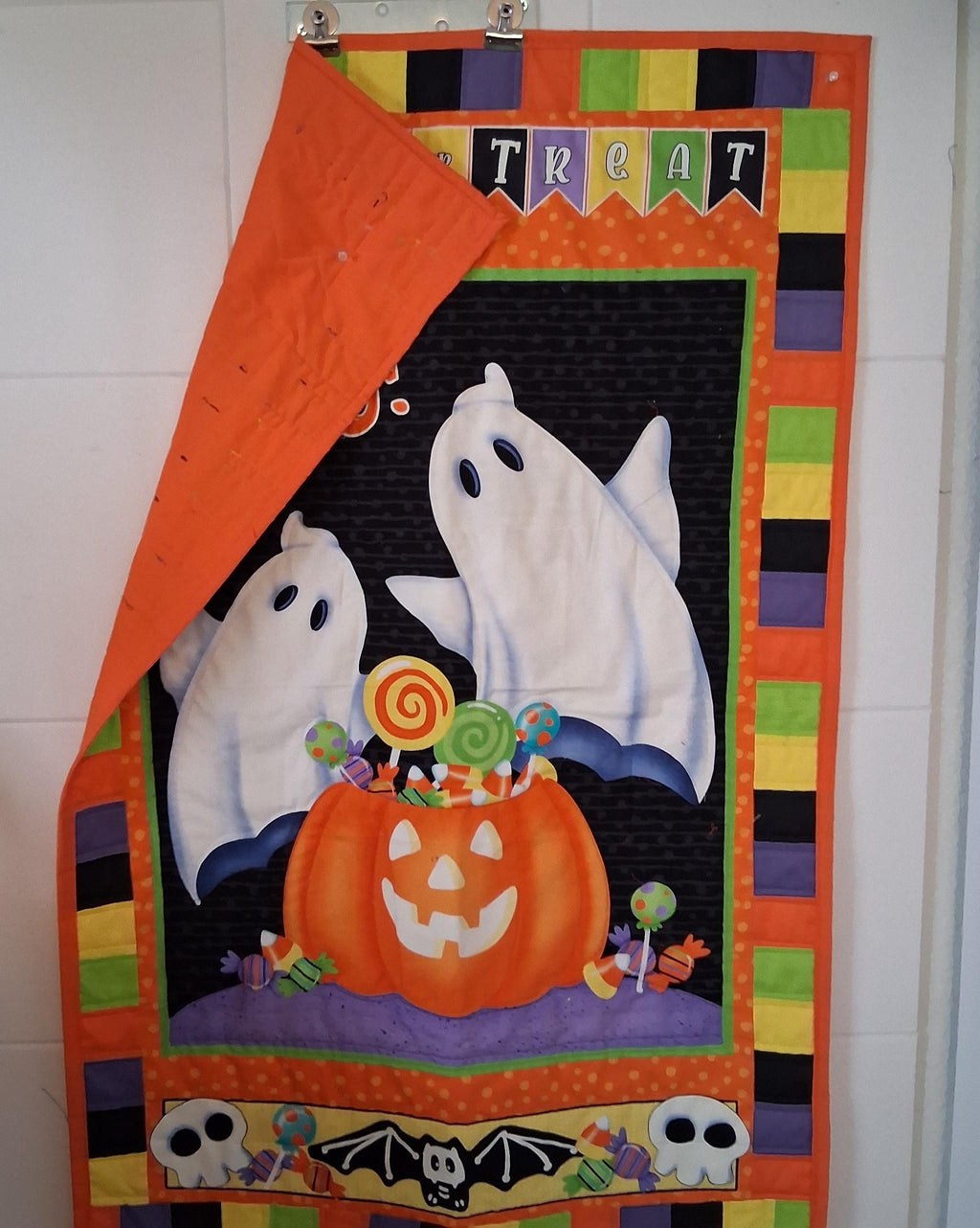 Handmade Halloween Wall Hanging: Ghosts, Pumpkin, Trick or Treat Banner
