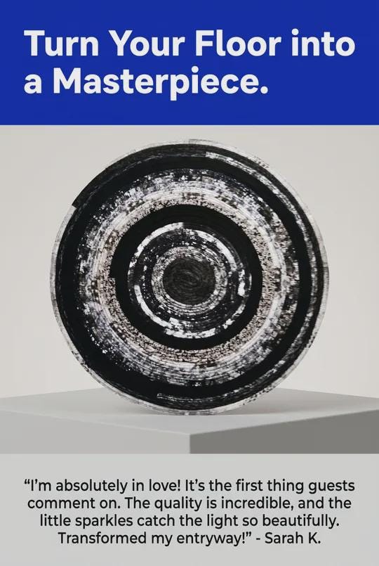 Handmade Black and White Jelly Roll Rug with Sparkles